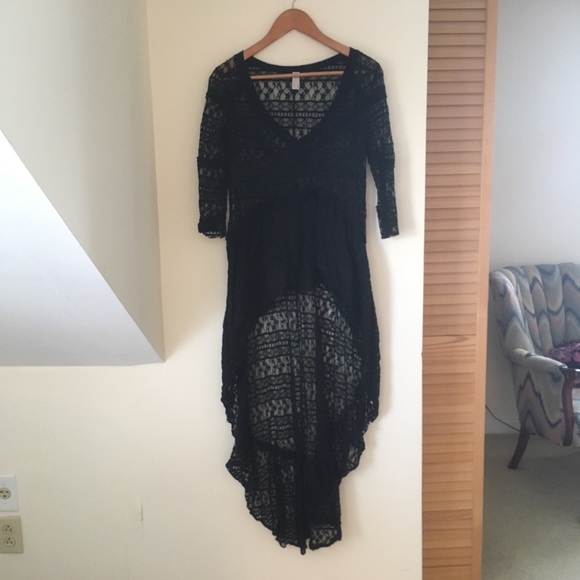 Free People Tops - Free People Black Lace Sheer Top XS